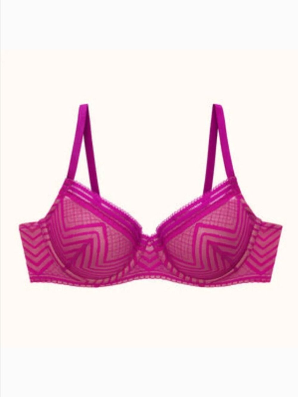 ThirdLove Graphic Mesh Demi Bra Pink Fuchsia Padded Underwire Size 34D 1/2